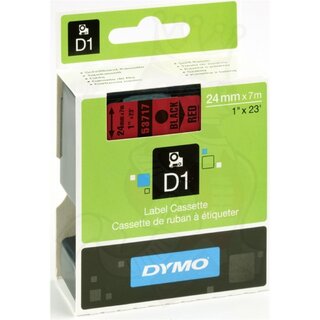 Dymo 53717 / S0720970 Standard-D1-Band 24mm schwarz auf rot