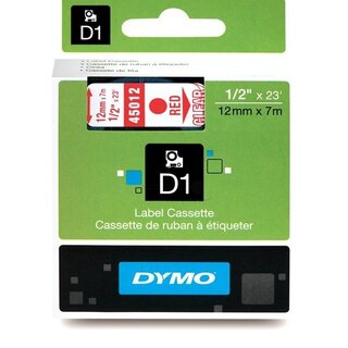 Dymo 45012 / S0720520 Standard-D1-Band 12mm rot auf Transparent