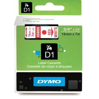 Dymo 45805 / S0720850 Standard-D1-Band 19mm rot auf wei