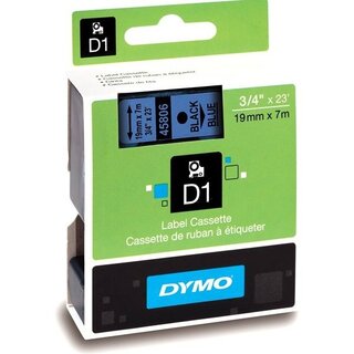 Dymo 45806 / S0720860 Standard-D1-Band 19mm schwarz auf blau