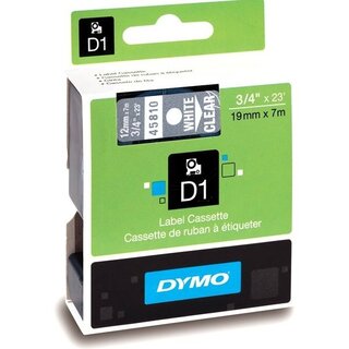 Dymo 45810 / S0720900 Standard-D1-Band 19mm  wei auf Transparent
