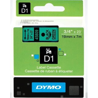 Dymo 45809 / S0720890 Standard-D1-Band 19mm schwarz auf grn