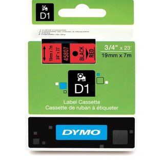 Dymo 45807 S0720870 Standard-D1-Band 19mm schwarz auf rot