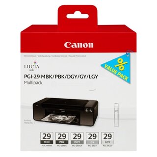 Alternativ zu Canon 4868B005 / PGI-29 Tinten Multipack (MBK,BK,DGY,GY,LGY)