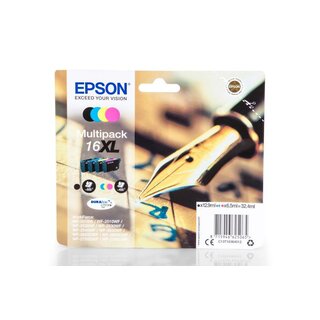 Original Epson C 13 T 16364012 / 16XL Tinten Spar-Set Schwarz, Cyan, Magenta, Gelb XL